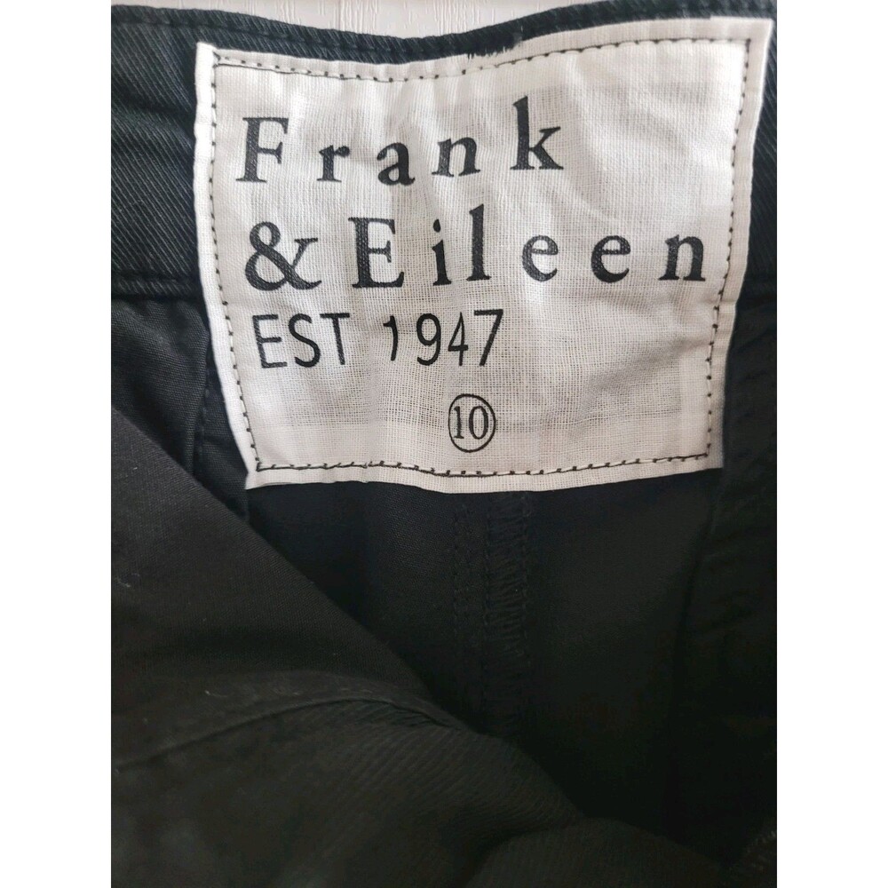 Frank & Eileen Wicklow Italian Chino Pants Wmns 10 Black Tuxedo Cropped Raw Hem - Picture 2 of 8